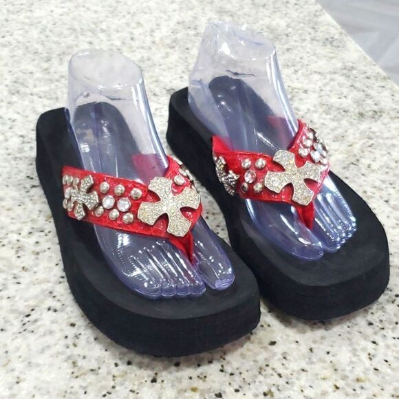Corkys red jeweled sandals , size 9 - Picture 1 of 7